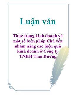 Luận văn Thực trạng kinh doanh và một số biện pháp chủ yếu nhằm nâng cao hiệu quả kinh doanh ở Công ty TNHH Thái Dương