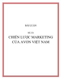 Đề tài Chiến lược marketing của Avon Việt Nam