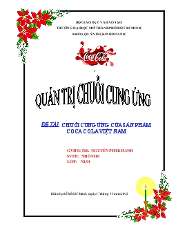 Đề tài Chuỗi cung ứng của sản phẩm Cocacola Việt Nam