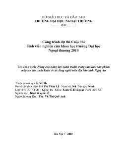 Đề tài Nâng cao năng lực cạnh tranh trong sản xuất sản phẩm mây đan xuất khẩu ở làng nghề trên địa bàn tỉnh Nghệ An