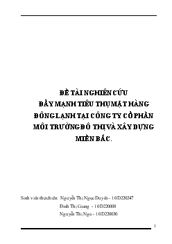 Đề tài Nghiên cứu đẩy mạnh tiêu thụ mặt hàng đông lạnh tại công ty cổ phần môi trường đô thị và xây dựng miền bắc