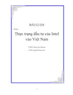 Đề tài Thực trạng đầu tư của Intel vào Việt Nam 2