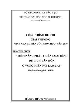 Đề tài Tiềm năng phát triển loại hình du lịch văn hóa ở vùng miền núi Lào Cai