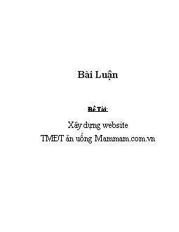 Đề tài Xây dựng website thương mại điện tử ăn uống Mammam.com.vn