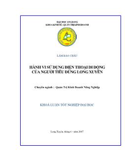 Khóa luận Hành vi sử dụng điện thoại di động của người tiêu dùng Long Xuyên