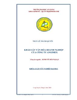 Khóa luận Khảo sát văn hóa doanh nghiệp của công ty Angimex