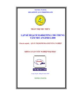 Khóa luận Lập kế hoạch marketing cho trung tâm Niit Angimex 2008