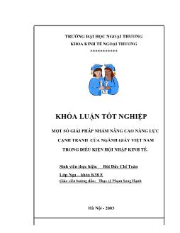 Khóa luận Một số giải pháp nhằm nâng cao năng lực cạnh tranh của ngành giấy Việt Nam trong điều kiện hội nhập kinh tế