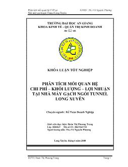 Khóa luận Phân tích mối quan hệ chi phí – khối lượng – lợi nhuận tại nhà máy gạch ngói Tunnel Long Xuyên