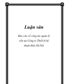 Luận văn Báo cáo về công tác quản lý vốn tại Công ty Thiết bị kỹ thuật điện Hà Nội