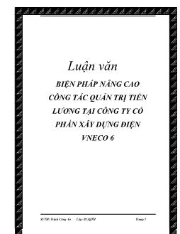 Luận văn Biện pháp nâng cao công tác quản trị tiền lương tại công ty cổ phần xây dựng điện Vneco 6