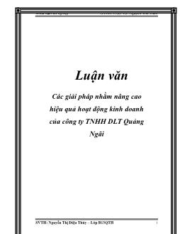 Luận văn Các giải pháp nhằm nâng cao hiệu quả hoạt động kinh doanh của công ty TNHH DLT Quảng Ngãi