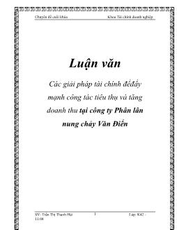 Luận văn Các giải pháp tài chính để đẩy mạnh công tác tiêu thụ và tăng doanh thu tại công ty phân lân nung chảy Văn Điển