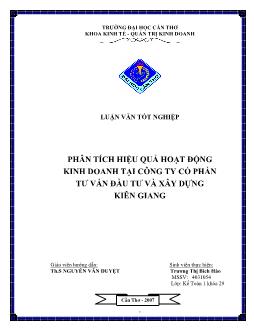 Luận văn Phân tích hiệu quả hoạt động kinh doanh tại công ty cổ phần tư vấn đầu tư và xây dựng Kiên Giang