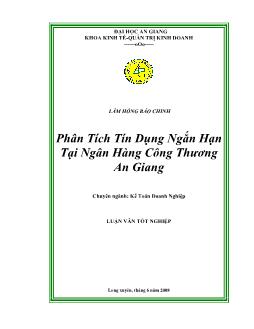 Luận văn Phân tích tín dụng ngắn hạn tại ngân hàng công thương An Giang