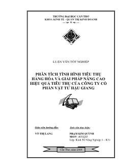 Luận văn Phân tích tình hình tiêu thụ hàng hóa và giải pháp nâng cao hiệu quả tiêu thụ của công ty cổ phần vật tư Hậu Giang