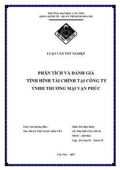 Luận văn Phân tích và đánh giá tình hình tài chính tại công ty TNHH thương mại Vạn Phúc