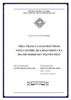 Luận văn Thực trạng và giải pháp nhằm nâng cao hiệu quả hoạt động của doanh nghiệp Duy Nguyên Phát