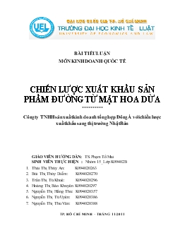 Tiểu luận Chiến lược xuất khẩu sản phẩm đường từ mật hoa dừa