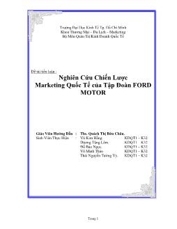 Tiểu luận Nghiên cứu chiến lược marketing quốc tế của tập đoàn Ford Motor