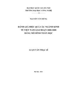 Luận văn Đánh giá hiệu quả các ngành kinh tế Việt Nam giai đoạn 2000-2008 bằng mô hình toán học