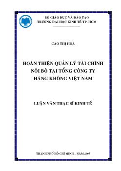 Luận văn Hoàn thiện quản lý tài chính nội bộ tại tổng công ty hàng không Việt Nam