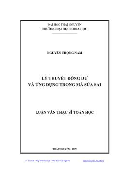 Luận văn Lý thuyết đồng dư và ứng dụng trong mã sửa sai