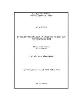 Luận văn Lý thuyết nevanlinna và ứng dụng nghiên cứu phương trình hàm