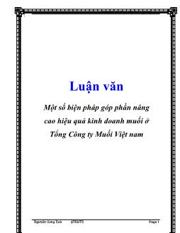 Luận văn Một số biện pháp góp phần nâng cao hiệu quả kinh doanh muối ở tổng công ty muối Việt Nam