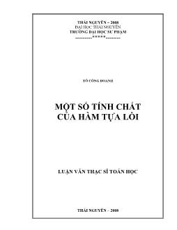 Luận văn Một số tính chất của hàm tựa lồi