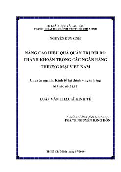 Luận văn Nâng cao hiệu quả quản trị rủi ro thanh khoản trong các ngân hàng thương mại Việt Nam