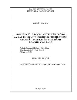 Luận văn Nghiên cứu các chuẩn truyền thông và xây dựng một ứng dụng cho hệ thống giám sát, điều khiển, điều hành tòa nhà cao tầng