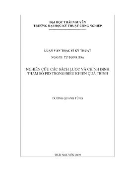 Luận văn Nghiên cứu các sách lược và chỉnh định tham số cho bộ PID trong điều khiển quá trình
