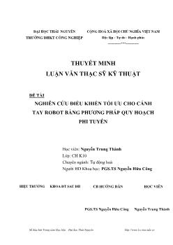 Luận văn Nghiên cứu điều khiển tối ưu cho cánh tay robot bằng phương pháp quy hoạch phi tuyến