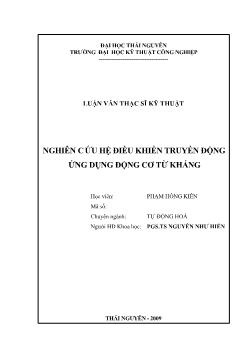 Luận văn Nghiên cứu hệ điều khiển truyền động ứng dụng động cơ từ kháng