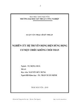 Luận văn Nghiên cứu hệ truyền động điện dùng động cơ một chiều không chổi than