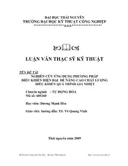 Luận văn Nghiên cứu ứng dụng phương pháp điều khiển hiện đại để nâng cao chất lượng điều khiển quá trình gia nhiệt