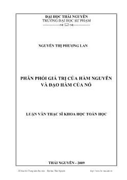 Luận văn Phân phối giá trị của hàm nguyên và đạo hàm của nó