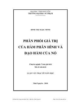 Luận văn Phân phối giá trị của hàm phân hình và đạo hàm của nó