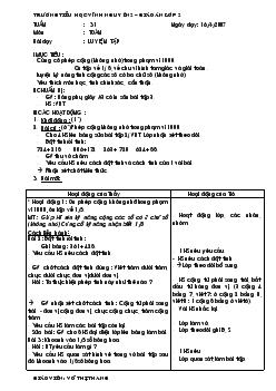 Giáo án lớp 2 môn toán: Luyện tập tuần 31