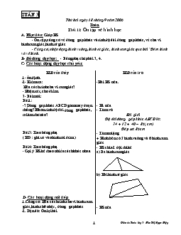 Giáo án toán tiết 11 tuần 3: Ôn tập về hình học