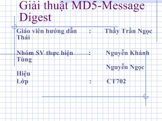 Đề tài Giải thuật MD5-Message Digest