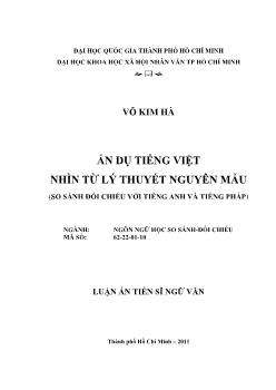 Luận văn  Ẩn dụ tiếng Việt nhìn từ lý thuyết nguyên mẫu (so sánh đối chiếu tiếng Anh và tiếng Pháp)