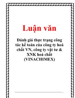 Luận văn Đánh giá thực trạng công tác kế toán của công ty hoá chất Việt Nam, công ty vật tư và xuất nhập khẩu hoá chất (VINACHIMEX)