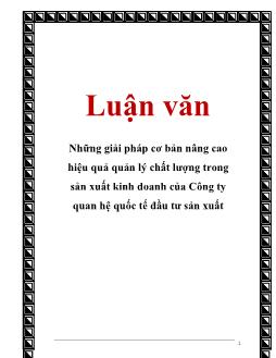 Luận văn Nghiên cứu những giải pháp cơ bản nâng cao hiệu quả quản lý chất lượng trong sản xuất kinh doanh của Công ty quan hệ quốc tế đầu tư sản xuất