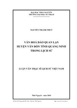 Luận văn Văn hoá đảo quan lạn huyện Vân Đồn tỉnh Quảng Ninh trong lịch sử