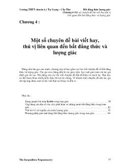 Chuyên đề Bất đẳng thức lượng giác - Chương 4: Một số bài viết hay, thú vị liên quan đến bất đẳng thức và lượng giác