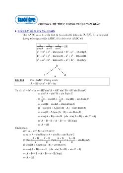 Chuyên đề Lượng giác - Chương 10: Hệ thức lượng trong tam giác