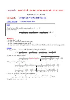 Chuyên đề Một số kỹ thuật chứng minh bất đẳng thức