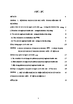 Đề tài Nghiên cứu những bất cập và giải pháp hoàn thiện chế độ phân cấp quản lý ngân sách nhà nước ở Việt Nam trong điều kiện hiện nay